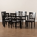 Baxton Studio Mael Modern and Contemporary Grey Fabric Upholstered and Dark Brown Finished Wood 7-Piece Dining Set - BSORH331C-Grey/Dark Brown-7PC Dining Set