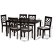 Baxton Studio Mael Modern and Contemporary Grey Fabric Upholstered and Dark Brown Finished Wood 7-Piece Dining Set - BSORH331C-Grey/Dark Brown-7PC Dining Set