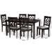 Baxton Studio Mael Modern and Contemporary Grey Fabric Upholstered and Dark Brown Finished Wood 7-Piece Dining Set - BSORH331C-Grey/Dark Brown-7PC Dining Set