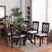 Baxton Studio Elena Modern and Contemporary Grey Fabric Upholstered and Dark Brown Finished Wood 7-Piece Dining Set - BSOElena-Grey/Dark Brown-7PC Dining Set