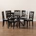 Baxton Studio Elena Modern and Contemporary Grey Fabric Upholstered and Dark Brown Finished Wood 7-Piece Dining Set - BSOElena-Grey/Dark Brown-7PC Dining Set