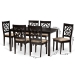 Baxton Studio Renaud Modern and Contemporary Sand Fabric Upholstered and Dark Brown Finished Wood 7-Piece Dining Set - BSORH332C-Sand/Dark Brown-7PC Dining Set