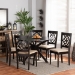 Baxton Studio Sadie Modern and Contemporary Sand Fabric Upholstered and Dark Brown Finished Wood 7-Piece Dining Set - BSOSadie-Sand/Dark Brown-7PC Dining Set