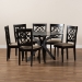 Baxton Studio Sadie Modern and Contemporary Sand Fabric Upholstered and Dark Brown Finished Wood 7-Piece Dining Set - BSOSadie-Sand/Dark Brown-7PC Dining Set