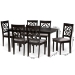 Baxton Studio Renaud Modern and Contemporary Grey Fabric Upholstered and Dark Brown Finished Wood 7-Piece Dining Set - BSORH332C-Grey/Dark Brown-7PC Dining Set