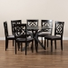 Baxton Studio Sadie Modern and Contemporary Grey Fabric Upholstered and Dark Brown Finished Wood 7-Piece Dining Set - BSOSadie-Grey/Dark Brown-7PC Dining Set