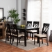 Baxton Studio Lucie Modern and Contemporary Sand Fabric Upholstered and Dark Brown Finished Wood 7-Piece Dining Set - BSORH333C-Sand/Dark Brown-7PC Dining Set