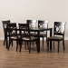 Baxton Studio Lucie Modern and Contemporary Sand Fabric Upholstered and Dark Brown Finished Wood 7-Piece Dining Set - BSORH333C-Sand/Dark Brown-7PC Dining Set