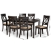 Baxton Studio Lucie Modern and Contemporary Sand Fabric Upholstered and Dark Brown Finished Wood 7-Piece Dining Set - BSORH333C-Sand/Dark Brown-7PC Dining Set