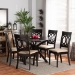 Baxton Studio Jessie Modern and Contemporary Sand Fabric Upholstered and Dark Brown Finished Wood 7-Piece Dining Set - BSOJessie-Sand/Dark Brown-7PC Dining Set