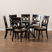 Baxton Studio Jessie Modern and Contemporary Sand Fabric Upholstered and Dark Brown Finished Wood 7-Piece Dining Set - BSOJessie-Sand/Dark Brown-7PC Dining Set