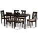Baxton Studio Cherese Modern and Contemporary Sand Fabric Upholstered and Dark Brown Finished Wood 7-Piece Dining Set - BSORH334C-Sand/Dark Brown-7PC Dining Set