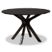 Baxton Studio Callie Modern and Contemporary Sand Fabric Upholstered and Dark Brown Finished Wood 7-Piece Dining Set - BSOCallie-Sand/Dark Brown-7PC Dining Set