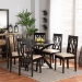 Baxton Studio Callie Modern and Contemporary Sand Fabric Upholstered and Dark Brown Finished Wood 7-Piece Dining Set - BSOCallie-Sand/Dark Brown-7PC Dining Set
