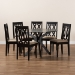 Baxton Studio Callie Modern and Contemporary Sand Fabric Upholstered and Dark Brown Finished Wood 7-Piece Dining Set - BSOCallie-Sand/Dark Brown-7PC Dining Set