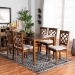 Baxton Studio Verner Modern and Contemporary Grey Fabric Upholstered and Walnut Brown Finished Wood 7-Piece Dining Set - BSORH330C-Grey/Walnut-DC-7PC Dining Set