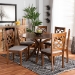 Baxton Studio Jana Modern and Contemporary Grey Fabric Upholstered and Walnut Brown Finished Wood 7-Piece Dining Set - BSOJana-Grey/Walnut-7PC Dining Set