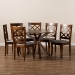Baxton Studio Jana Modern and Contemporary Grey Fabric Upholstered and Walnut Brown Finished Wood 7-Piece Dining Set - BSOJana-Grey/Walnut-7PC Dining Set