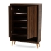 Baxton Studio Landen Mid-Century Modern Walnut Brown and Gold Finished Wood 2-Door Entryway Shoe storage Cabinet - BSOLV10SC10151WI-Columbia/Gold-Shoe Cabinet