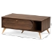 Baxton Studio Edel Mid-Century Modern Walnut Brown and Gold Finished Wood Coffee Table - BSOLV12CFT12140WI-Columbia/Gold-CT