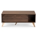 Baxton Studio Edel Mid-Century Modern Walnut Brown and Gold Finished Wood Coffee Table - BSOLV12CFT12140WI-Columbia/Gold-CT