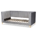 Baxton Studio Oksana Modern Contemporary Glam and Luxe Light Grey Velvet Fabric Upholstered and Gold Finished Twin Size Daybed - BSOCF0344-Light Grey Daybed-Twin