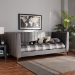 Baxton Studio Oksana Modern Contemporary Glam and Luxe Light Grey Velvet Fabric Upholstered and Gold Finished Twin Size Daybed - BSOCF0344-Light Grey Daybed-Twin