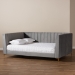 Baxton Studio Oksana Modern Contemporary Glam and Luxe Light Grey Velvet Fabric Upholstered and Gold Finished Full Size Daybed - BSOCF0344-Light Grey Daybed-Full