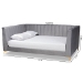 Baxton Studio Oksana Modern Contemporary Glam and Luxe Light Grey Velvet Fabric Upholstered and Gold Finished Full Size Daybed - BSOCF0344-Light Grey Daybed-Full
