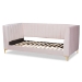 Baxton Studio Oksana Modern Contemporary Glam and Luxe Light Pink Velvet Fabric Upholstered and Gold Finished Twin Size Daybed - BSOCF0344-Light Pink Daybed-Twin