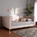 Baxton Studio Oksana Modern Contemporary Glam and Luxe Light Pink Velvet Fabric Upholstered and Gold Finished Full Size Daybed - BSOCF0344-Light Pink Daybed-Full