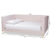 Baxton Studio Oksana Modern Contemporary Glam and Luxe Light Pink Velvet Fabric Upholstered and Gold Finished Full Size Daybed - BSOCF0344-Light Pink Daybed-Full