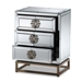Baxton Studio Laken Contemporary Glam and Luxe Mirrored and Antique Bronze Finished 3-Drawer End Table - BSORXF-2222-ET