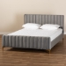 Baxton Studio Nami Modern Contemporary Glam and Luxe Light Grey Velvet Fabric Upholstered and Gold Finished King Size Platform Bed - BSOCF0374-Light Grey-King