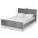 Baxton Studio Nami Modern Contemporary Glam and Luxe Light Grey Velvet Fabric Upholstered and Gold Finished King Size Platform Bed - BSOCF0374-Light Grey-King