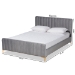 Baxton Studio Nami Modern Contemporary Glam and Luxe Light Grey Velvet Fabric Upholstered and Gold Finished King Size Platform Bed - BSOCF0374-Light Grey-King