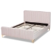 Baxton Studio Nami Modern Contemporary Glam and Luxe Light Pink Velvet Fabric Upholstered and Gold Finished Full Size Platform Bed - BSOCF0374-Light Pink-Full