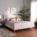 Baxton Studio Nami Modern Contemporary Glam and Luxe Light Pink Velvet Fabric Upholstered and Gold Finished Full Size Platform Bed - BSOCF0374-Light Pink-Full