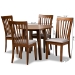 Baxton Studio Lida Modern and Contemporary Grey Fabric Upholstered and Walnut Brown Finished Wood 5-Piece Dining Set - BSOLida-Grey/Walnut-5PC Dining Set