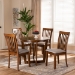 Baxton Studio Andi Modern and Contemporary Grey Fabric Upholstered and Walnut Brown Finished Wood 5-Piece Dining Set - BSOAndi-Grey/Walnut-5PC Dining Set
