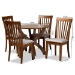 Baxton Studio Bailey Modern and Contemporary Grey Fabric Upholstered and Walnut Brown Finished Wood 5-Piece Dining Set - BSOBailey-Grey/Walnut-5PC Dining Set
