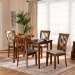 Baxton Studio Seda Modern and Contemporary Grey Fabric Upholstered and Walnut Brown Finished Wood 5-Piece Dining Set - BSOSeda-Grey/Walnut-5PC Dining Set