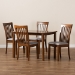 Baxton Studio Seda Modern and Contemporary Grey Fabric Upholstered and Walnut Brown Finished Wood 5-Piece Dining Set - BSOSeda-Grey/Walnut-5PC Dining Set