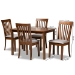 Baxton Studio Seda Modern and Contemporary Grey Fabric Upholstered and Walnut Brown Finished Wood 5-Piece Dining Set - BSOSeda-Grey/Walnut-5PC Dining Set