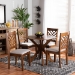 Baxton Studio Norah Modern and Contemporary Grey Fabric Upholstered and Walnut Brown Finished Wood 5-Piece Dining Set - BSONorah-Grey/Walnut-5PC Dining Set