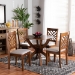 Baxton Studio Edona Modern and Contemporary Grey Fabric Upholstered and Walnut Brown Finished Wood 5-Piece Dining Set - BSOEdona-Grey/Walnut-5PC Dining Set