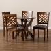 Baxton Studio Edona Modern and Contemporary Grey Fabric Upholstered and Walnut Brown Finished Wood 5-Piece Dining Set - BSOEdona-Grey/Walnut-5PC Dining Set