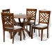 Baxton Studio Edona Modern and Contemporary Grey Fabric Upholstered and Walnut Brown Finished Wood 5-Piece Dining Set - BSOEdona-Grey/Walnut-5PC Dining Set