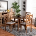 Baxton Studio Darina Modern and Contemporary Grey Fabric Upholstered and Walnut Brown Finished Wood 5-Piece Dining Set - BSODarina-Grey/Walnut-5PC Dining Set