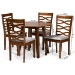 Baxton Studio Darina Modern and Contemporary Grey Fabric Upholstered and Walnut Brown Finished Wood 5-Piece Dining Set - BSODarina-Grey/Walnut-5PC Dining Set
